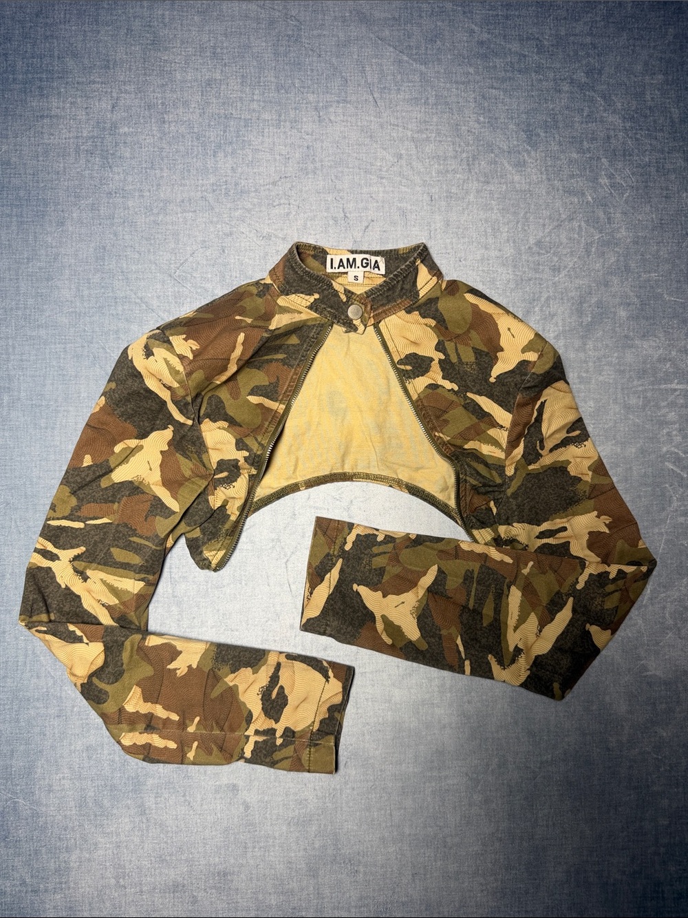 I.AM.GIA Cropped Camo Jacket Bolero - Green, Brown, Tan